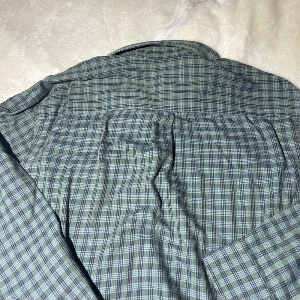 Men's 16-16 1/2 Neck Dark Green Plaid Button Down Dress Shirt - Large - Picture 10 of 11